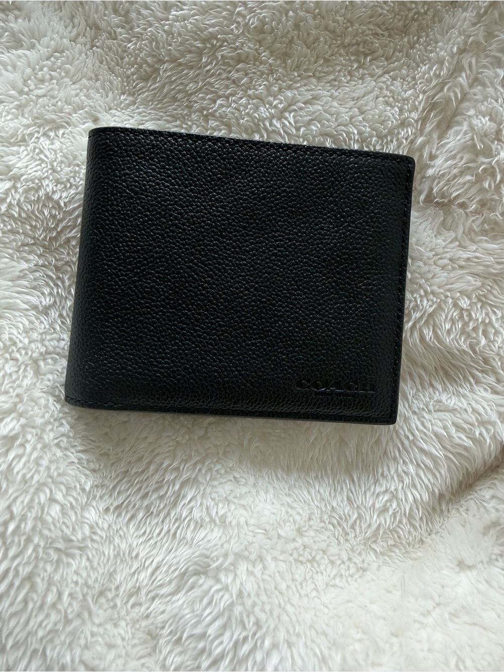 Coach Black Pebbled Leather Bi-Fold Card Holder